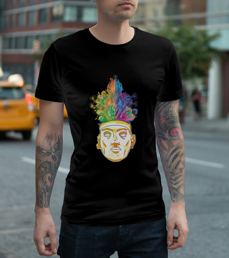 Unique Organic Hair Colorful Feathered Headpiece T-Shirt