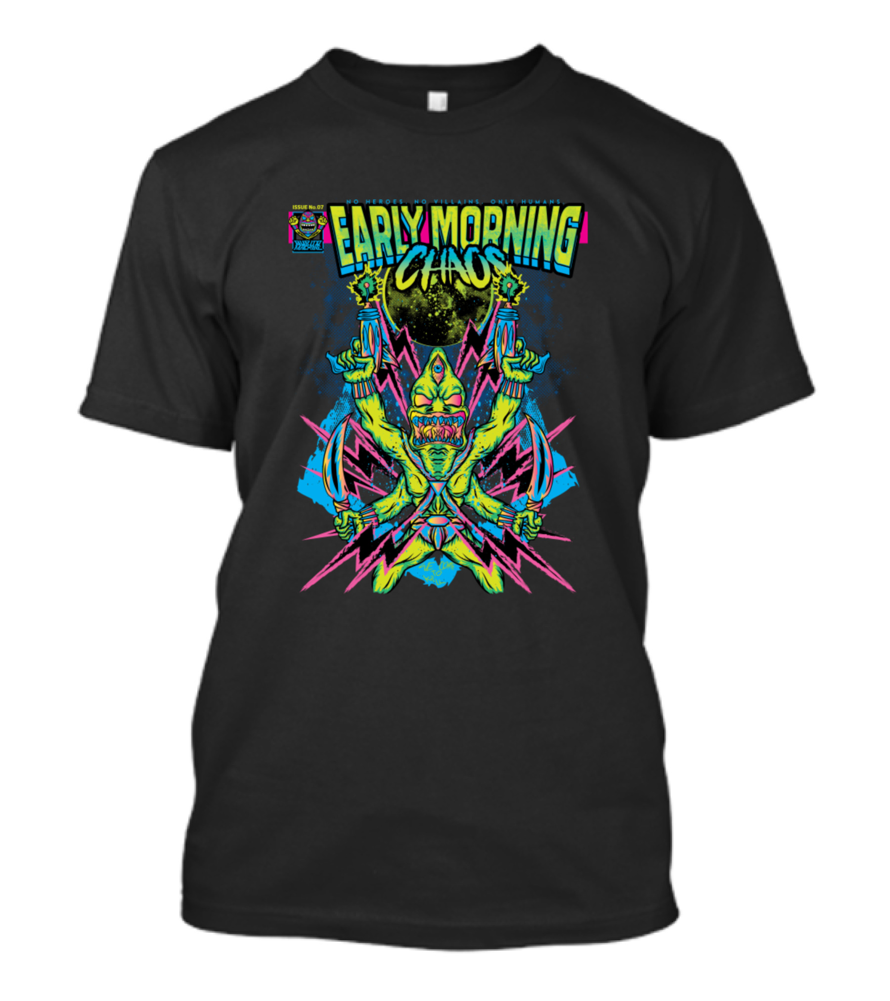 EARLY MORNING CHAOS Issue 1024 Neon Alien Creature T-Shirt