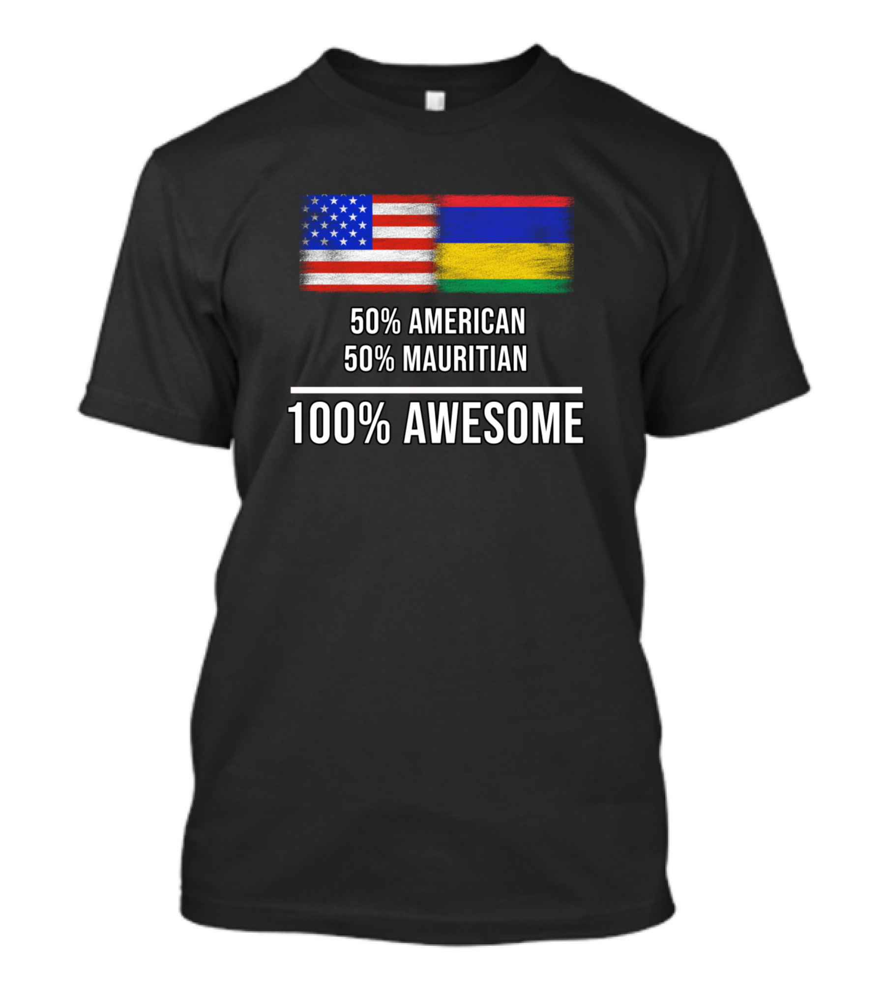 50 American 50 Mauritian 100 Awesome American Flag Mauritian Flag T-Shirt