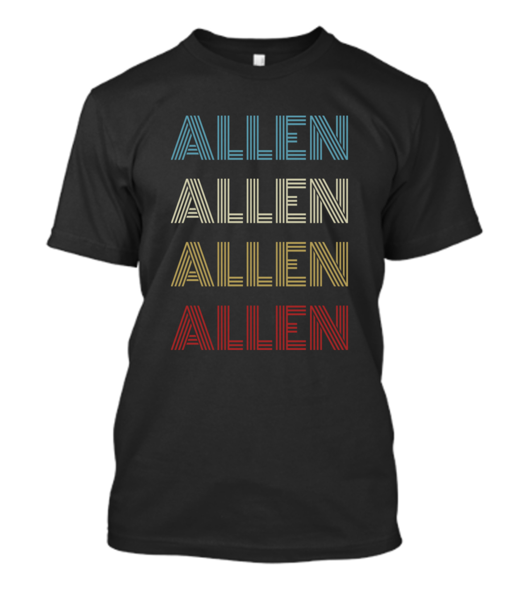 Allen First Given Name Pride Vintage Retro Stripes T-Shirt