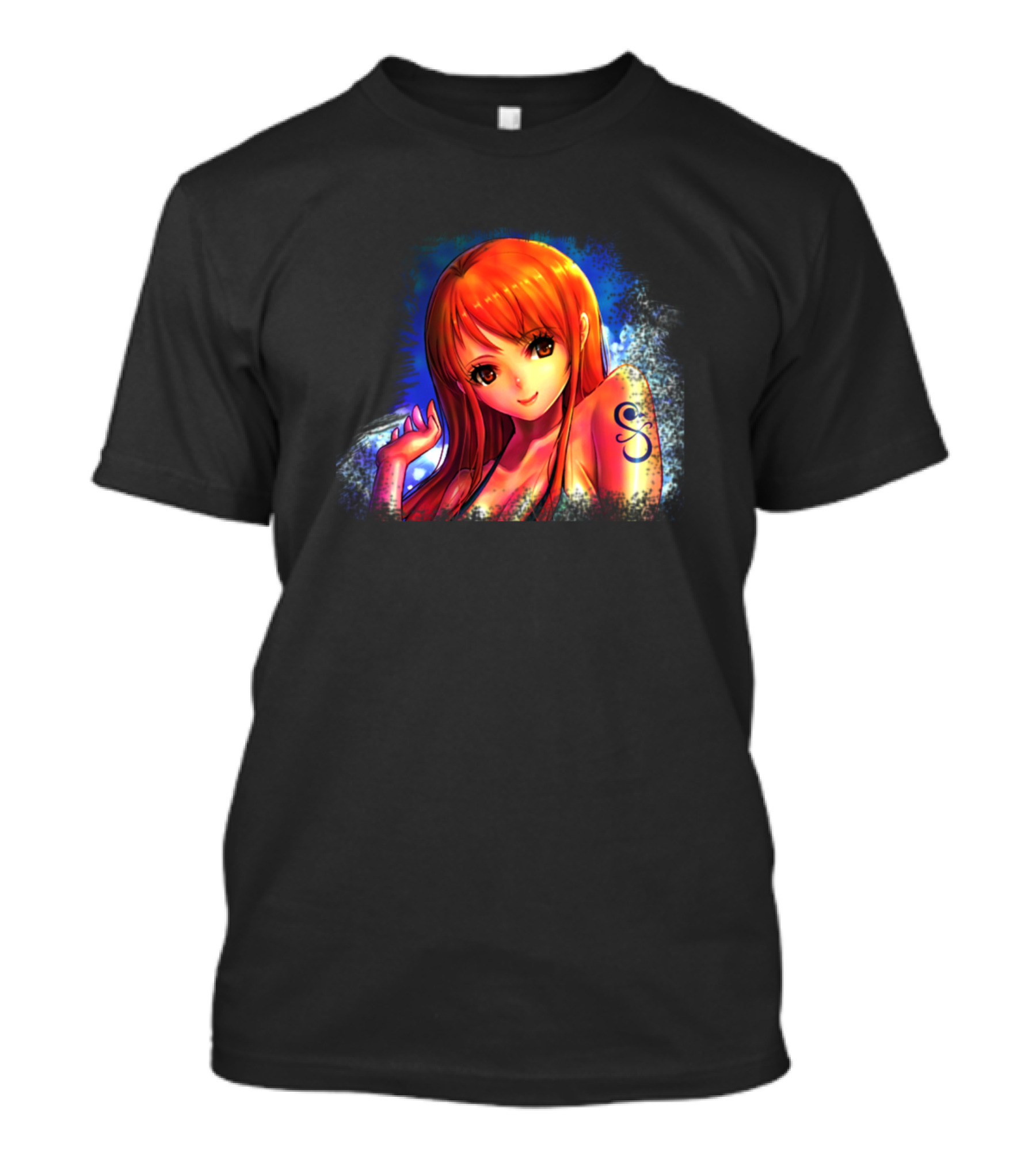 Anime Character With Long Orange Hair And Vibrant Background T-Shirt