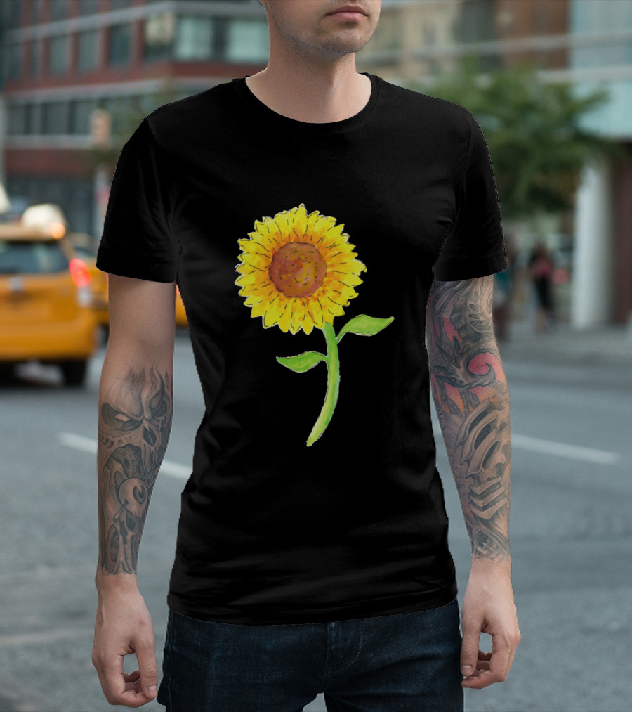 Sunflower Hope Faith Love Green Yellow Flower T-Shirt