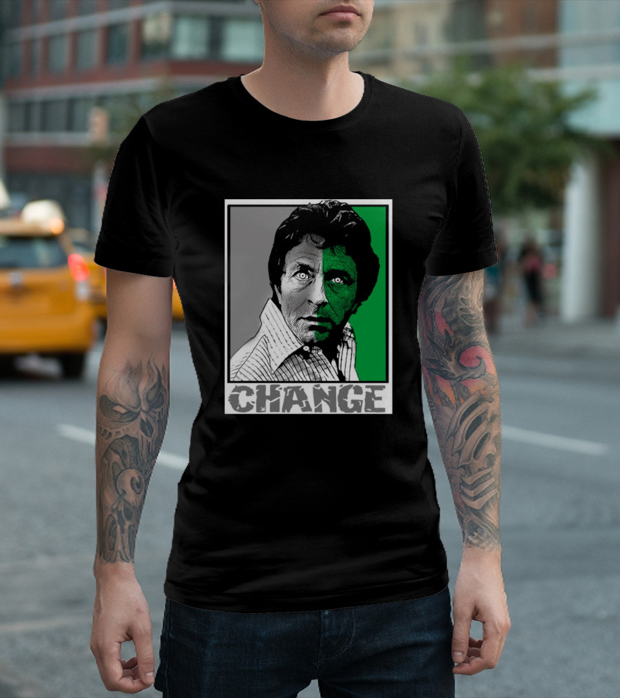 Change Two-Face Style Monochrome and Green T-Shirt