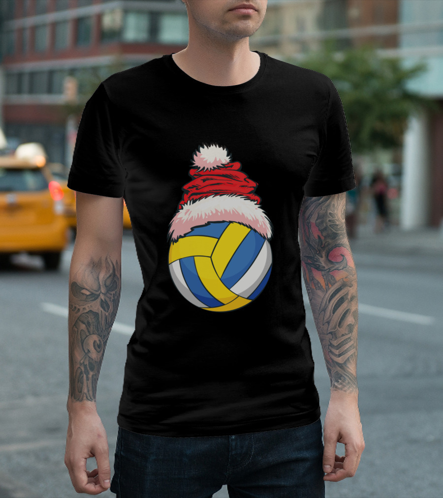 Christmas Volleyball Funny Sport Santa Hat T-Shirt