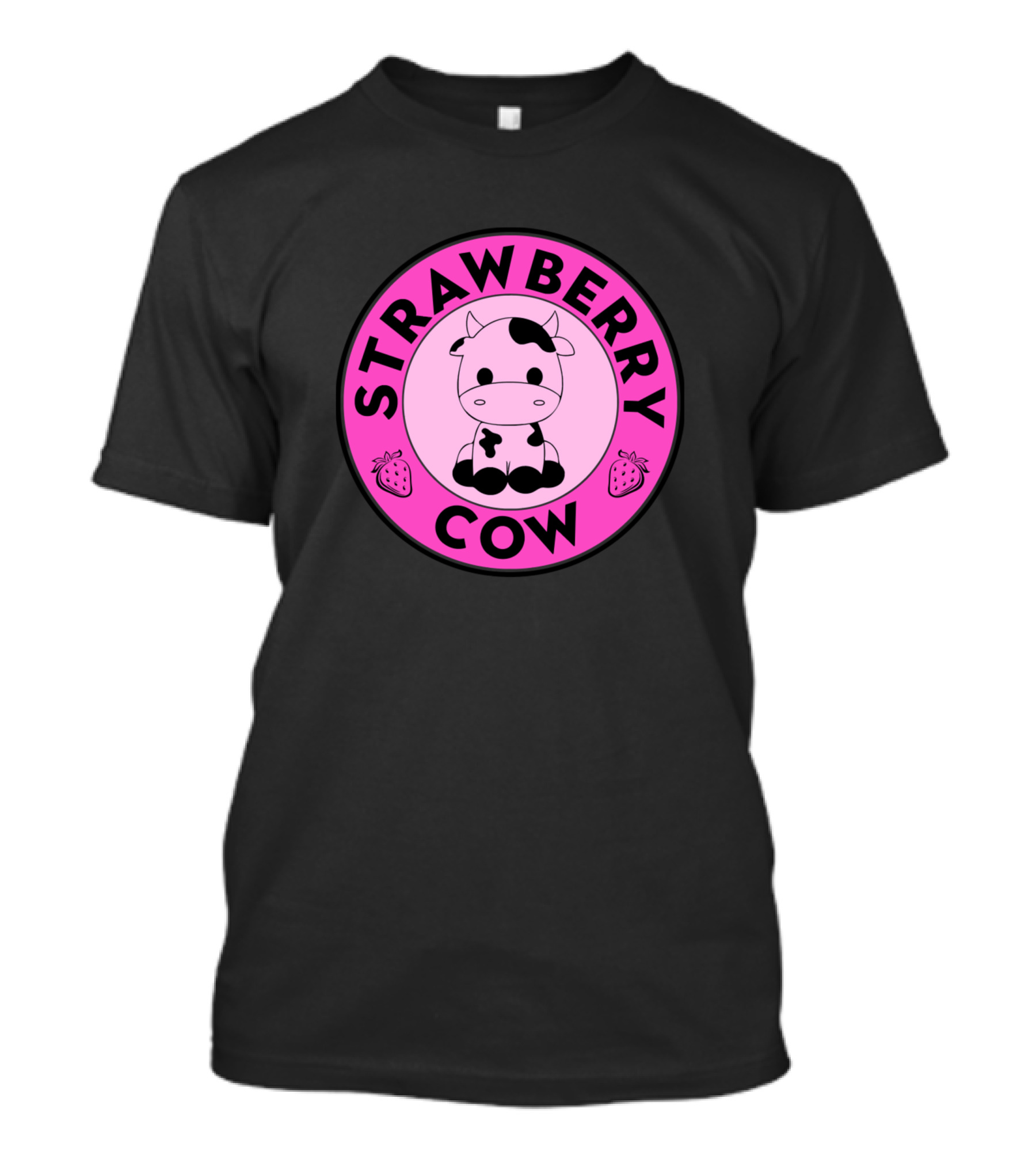 Strawberry Cow Cute Animals Pink Logo Cows Pet T-Shirt