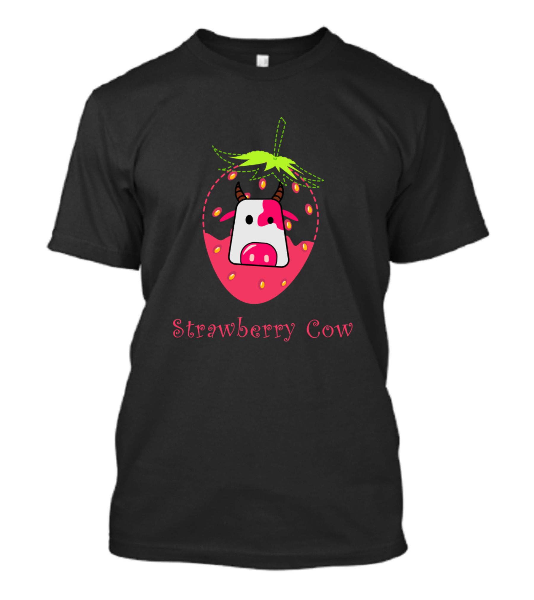 Strawberry Cow Cute Cartoon Strawberry Cow Tic Toc Milksha T-Shirt