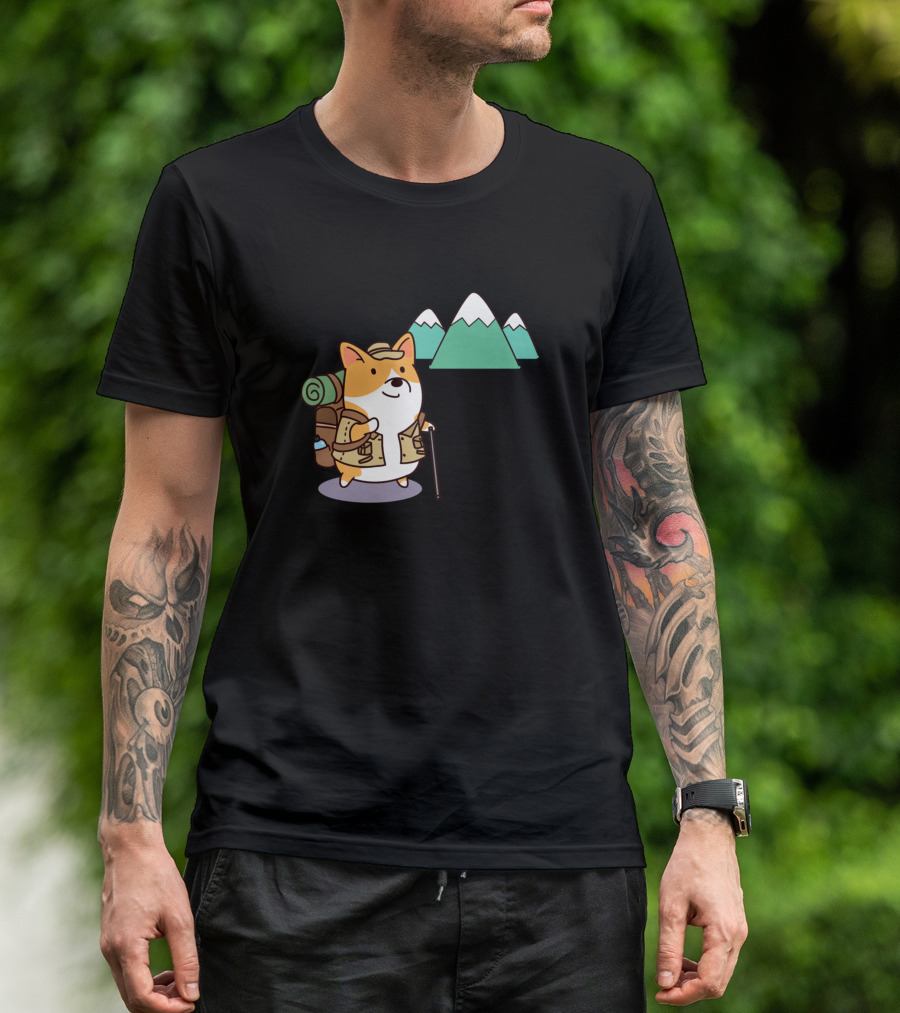 Take A Hike Corgi With Backpack And Mountains T-Shirt