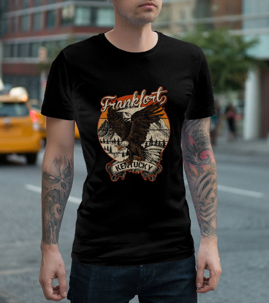 Frankfort Kentucky Bald Eagle Retro Vintage Aesthetic Nature Mountains T-Shirt