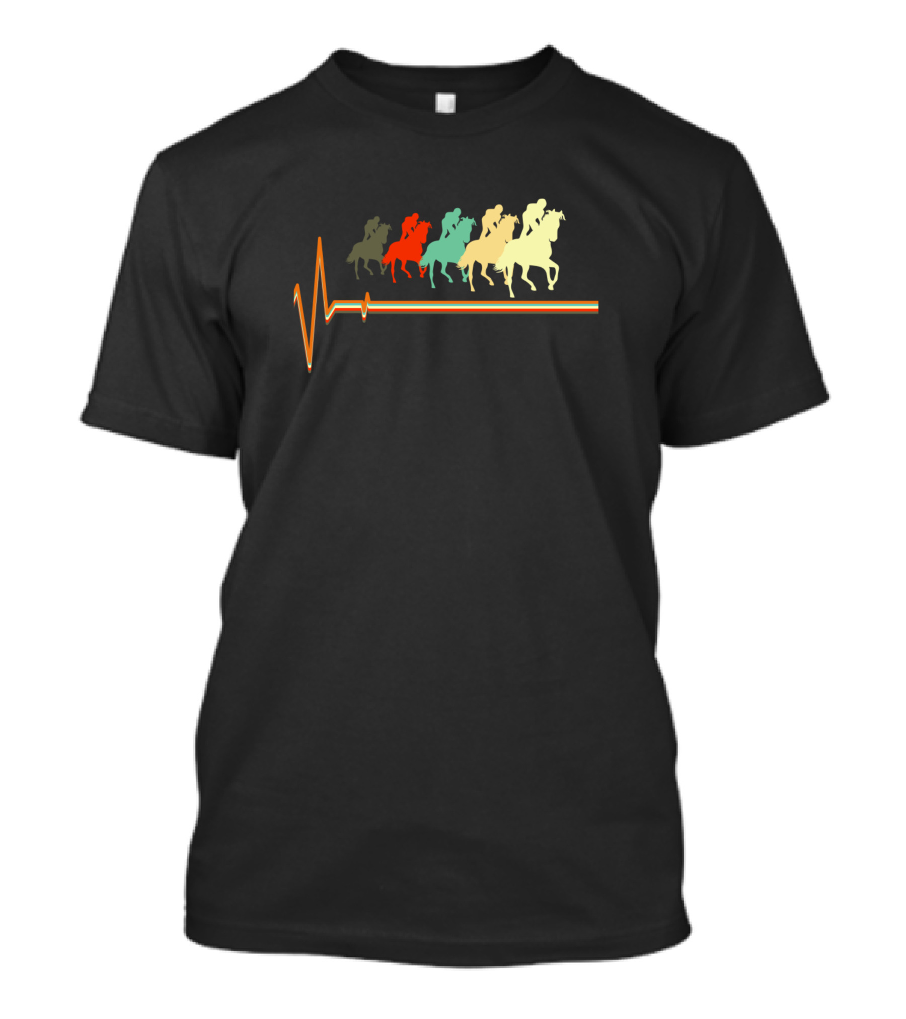 Horse Racing Retro Vintage Horse Racing Heartbeat T-Shirt