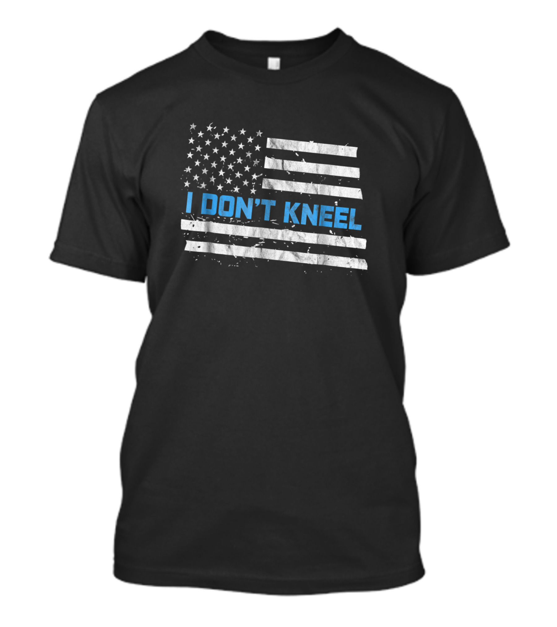 I Don't Kneel Thin Blue Line Police Officer USA Flag T-Shirt