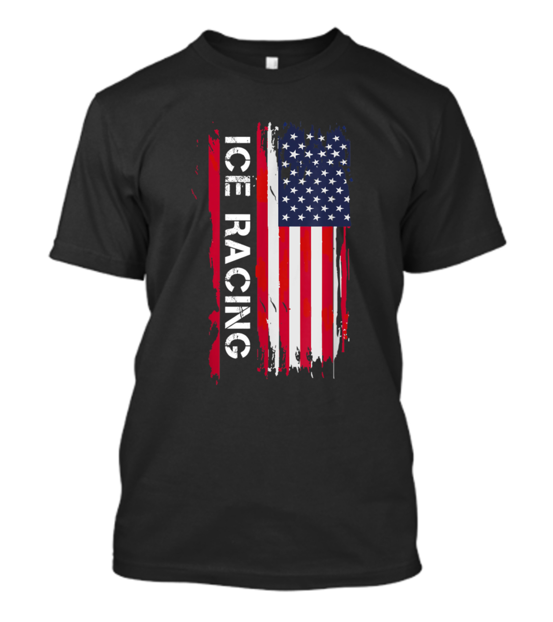 Ice Racing American Flag Usa Brush Stroke T-Shirt