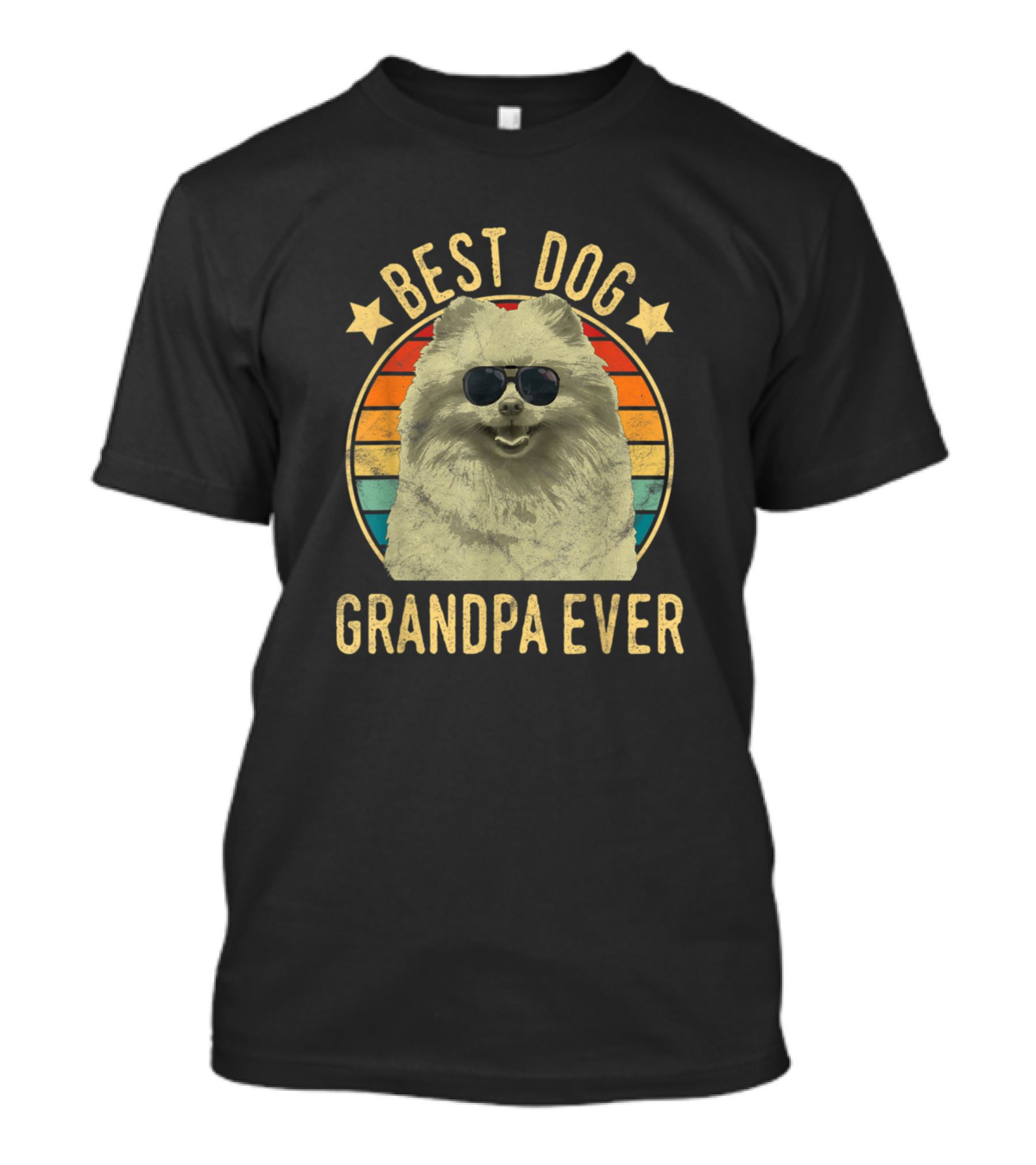 Best Dog Grandpa Ever Pomeranian Retro Sunglasses T-Shirt