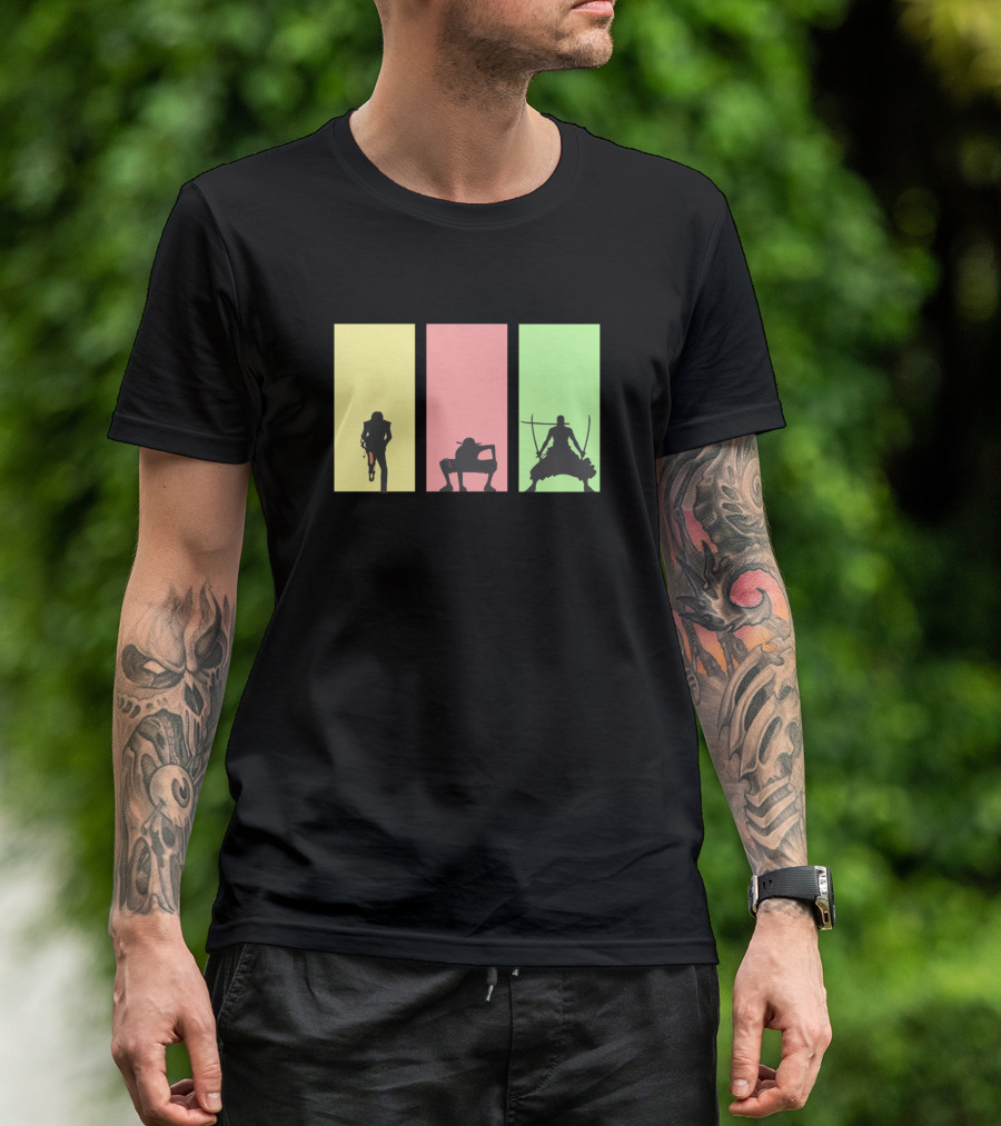 Minimalist One Piece Silhouette Trio Luffy Sanji Zoro T-Shirt