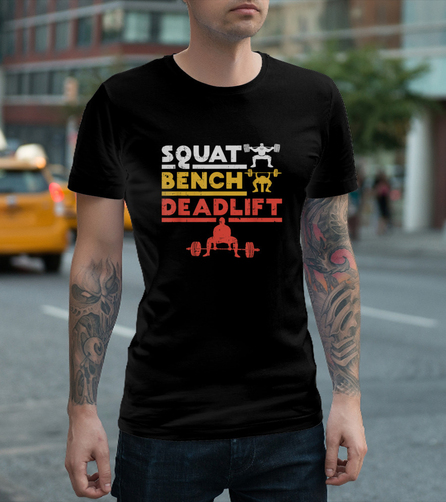 Squat Bench Deadlift Powerlifting Weightlifting Icons T-Shirt