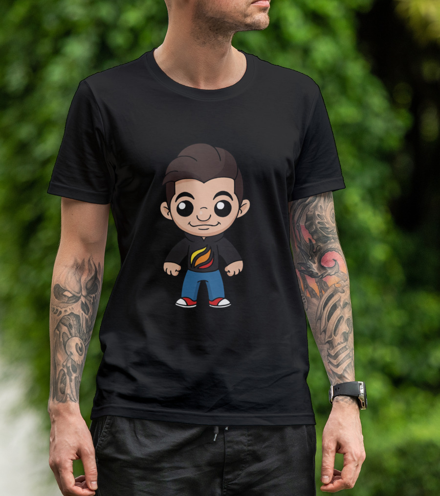 Prestonsstylez Cartoon Character With Flame T-Shirt