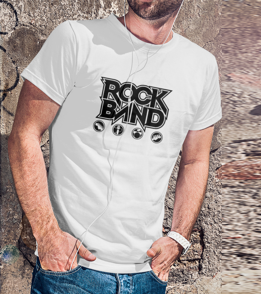 ROCK BAND Video Game Iconic Instruments Symbols T-Shirt