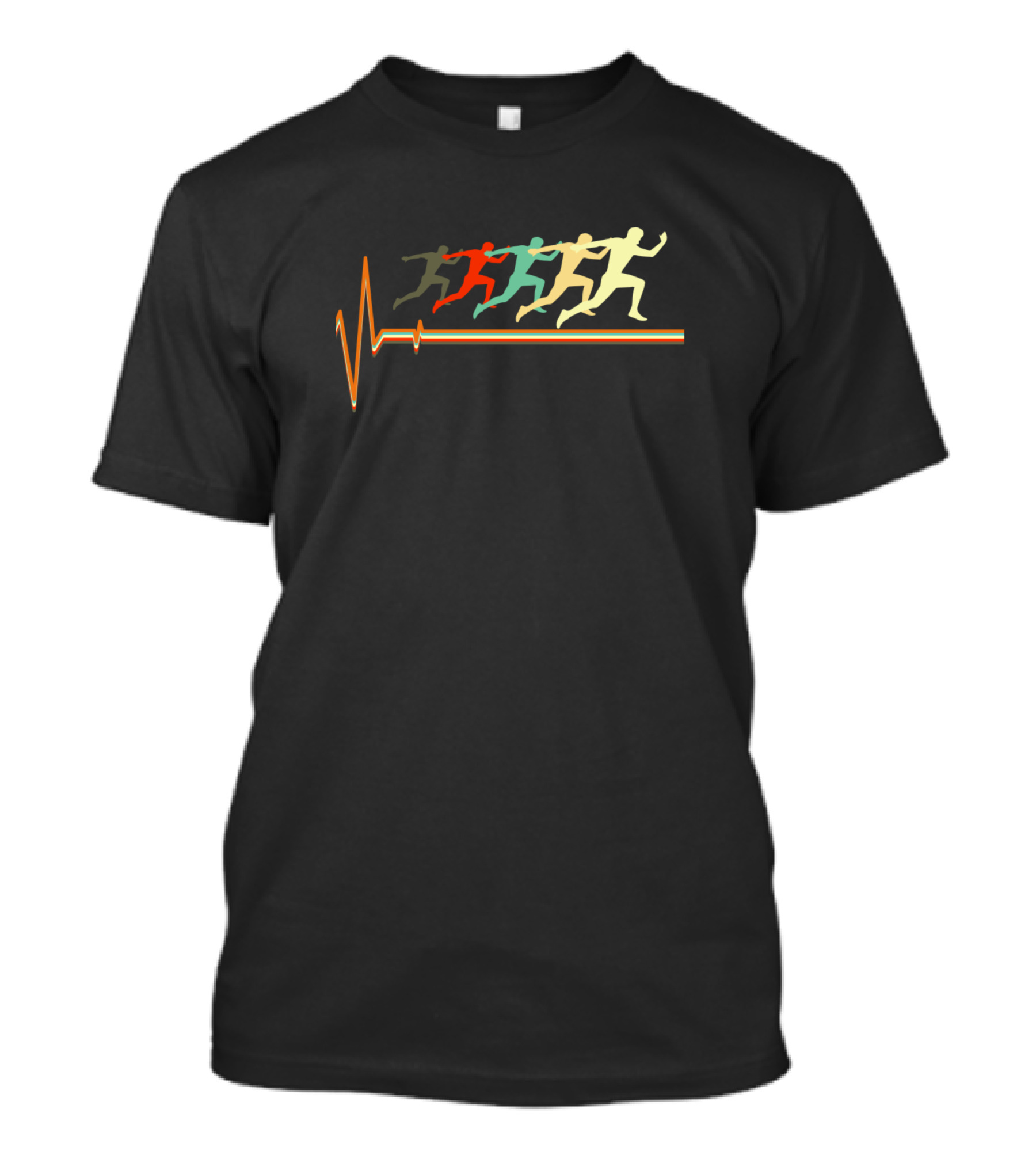 Retro Vintage Running Heartbeat Silhouette With EKG Line T-Shirt