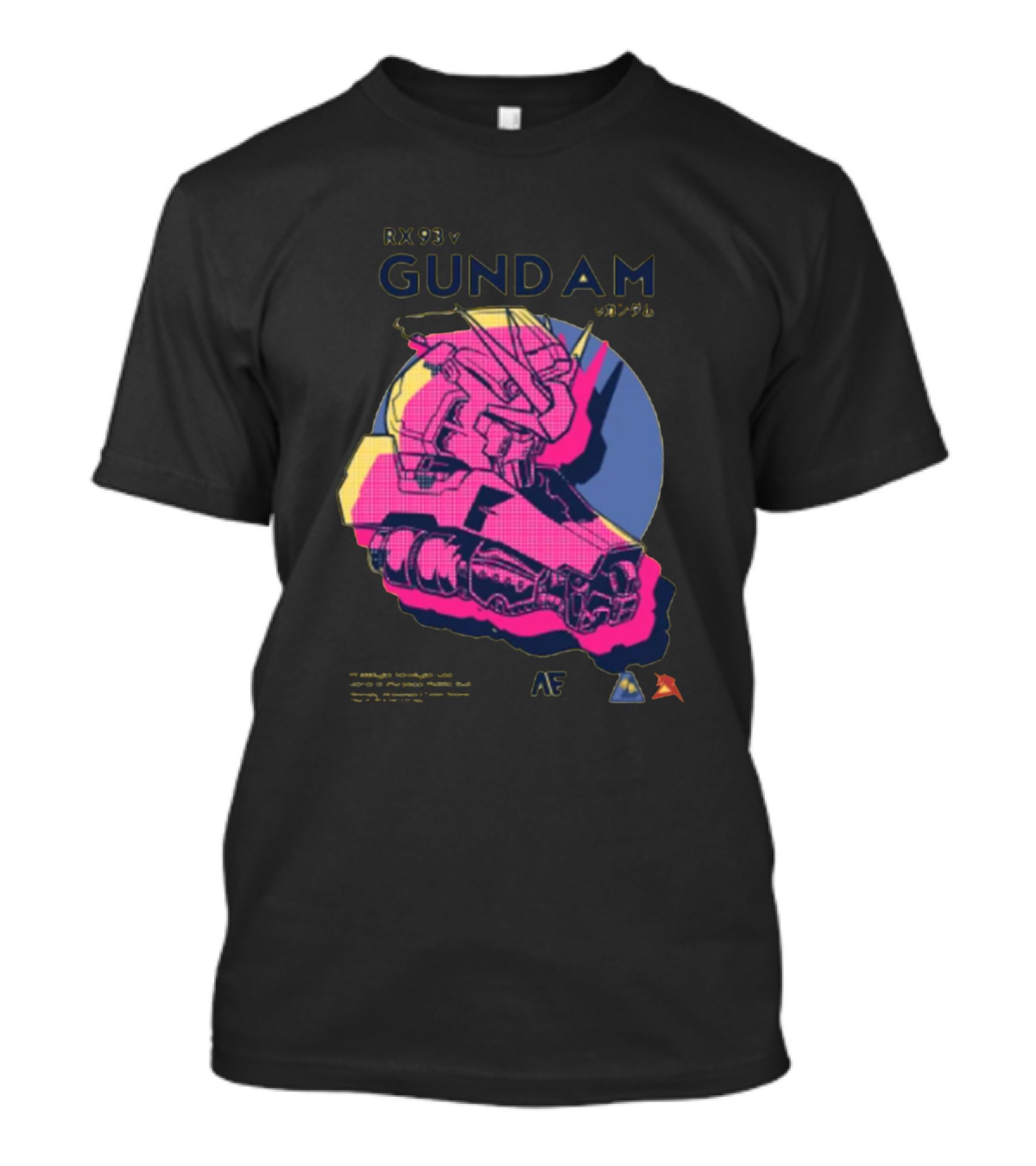RX 93 V Gundam Neon Mecha Head Graphic AF T-Shirt