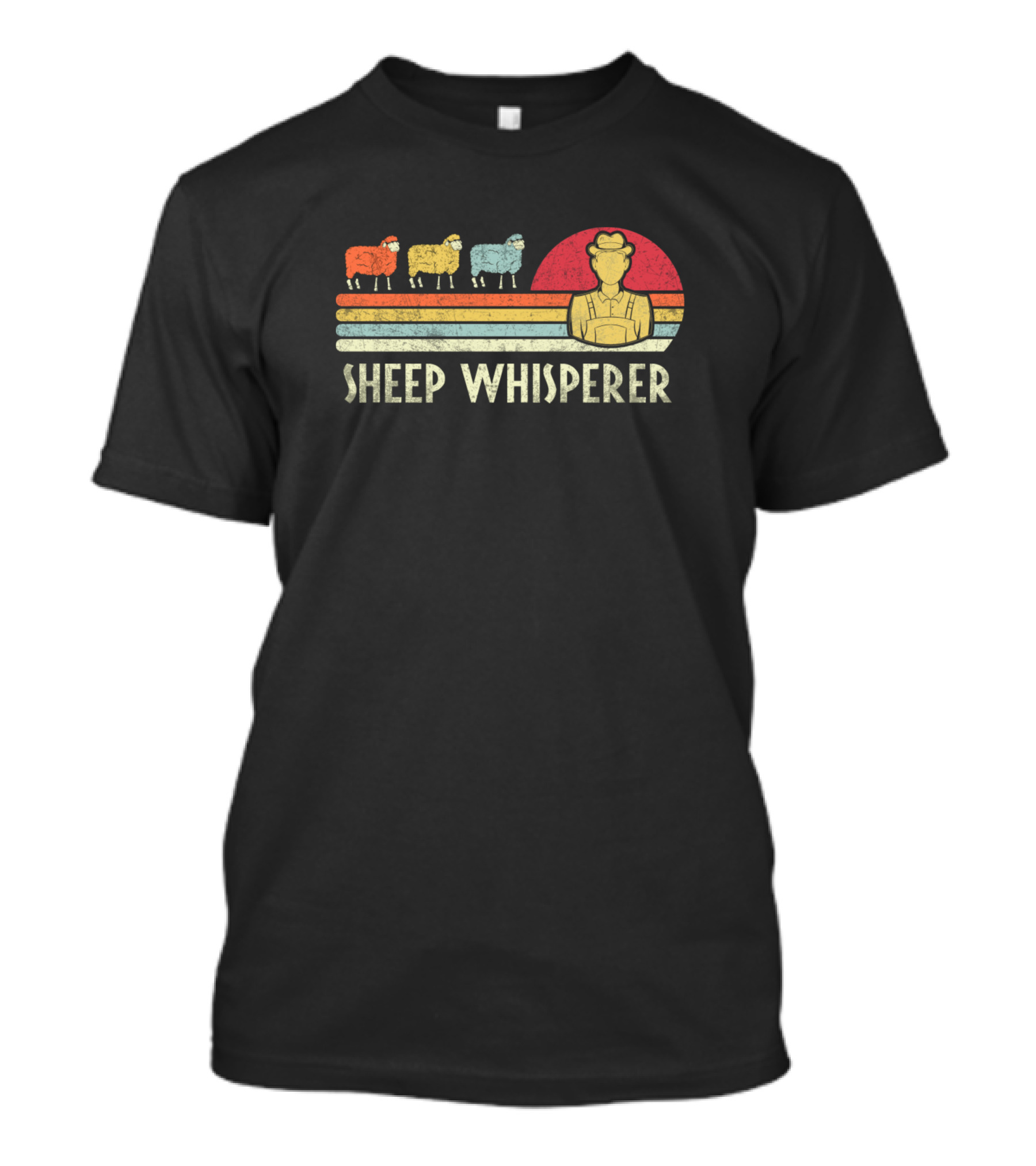 Sheep Whisperer Farmer Retro Style With Colorful Sheep Vintage Look T-Shirt