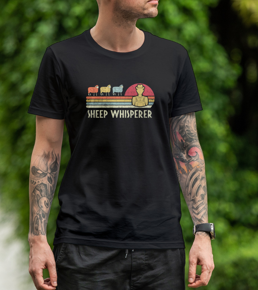 Sheep Whisperer Farmer Retro Style With Colorful Sheep Vintage Look T-Shirt