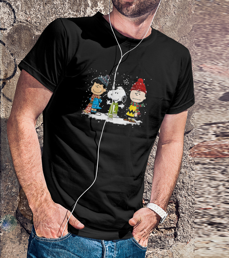 Charlie Brown And Snoopy With Friends In Winter Outfits T-Shirt