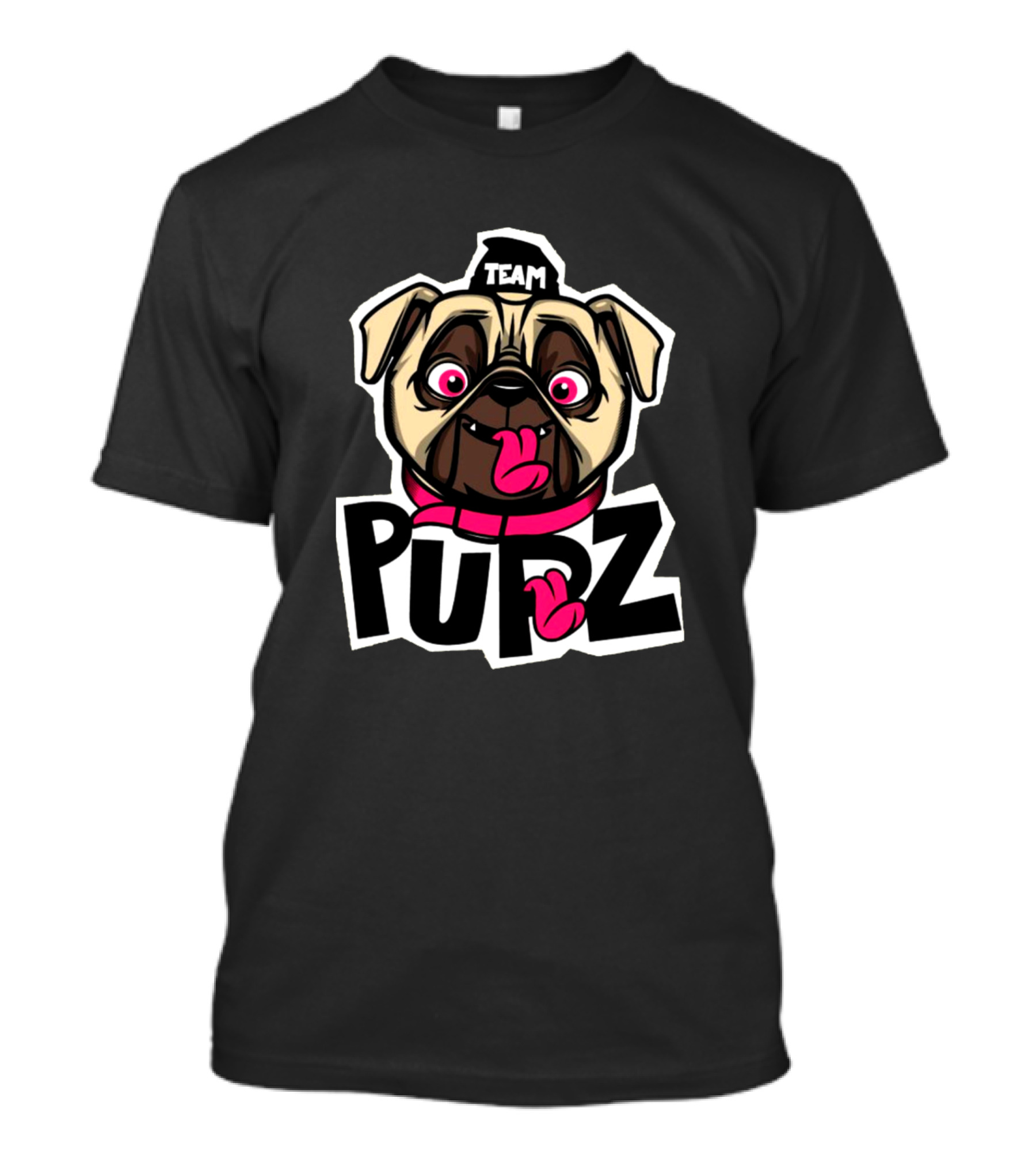 Team Pupz Funny Pug Cartoon Expression T-Shirt