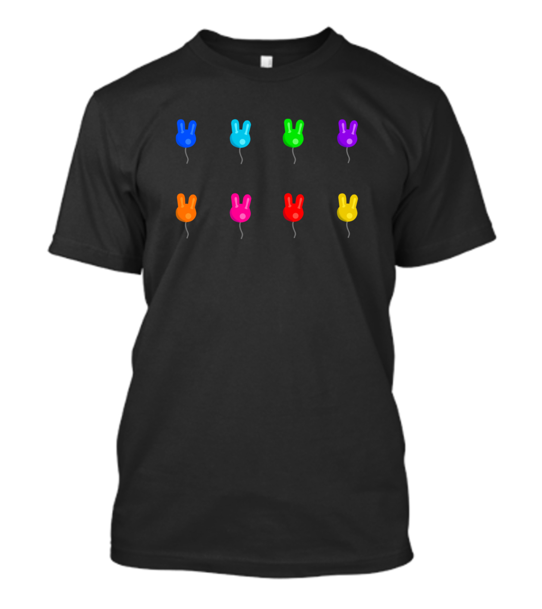 Animal Crossing Multicolour Bunny Balloon Pattern Blue Green Purple Orange Pink Red Yellow T-Shirt
