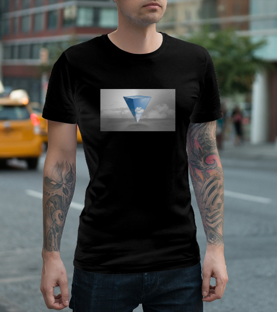 Blue Clouds Floating Prism in Misty Horizon T-Shirt