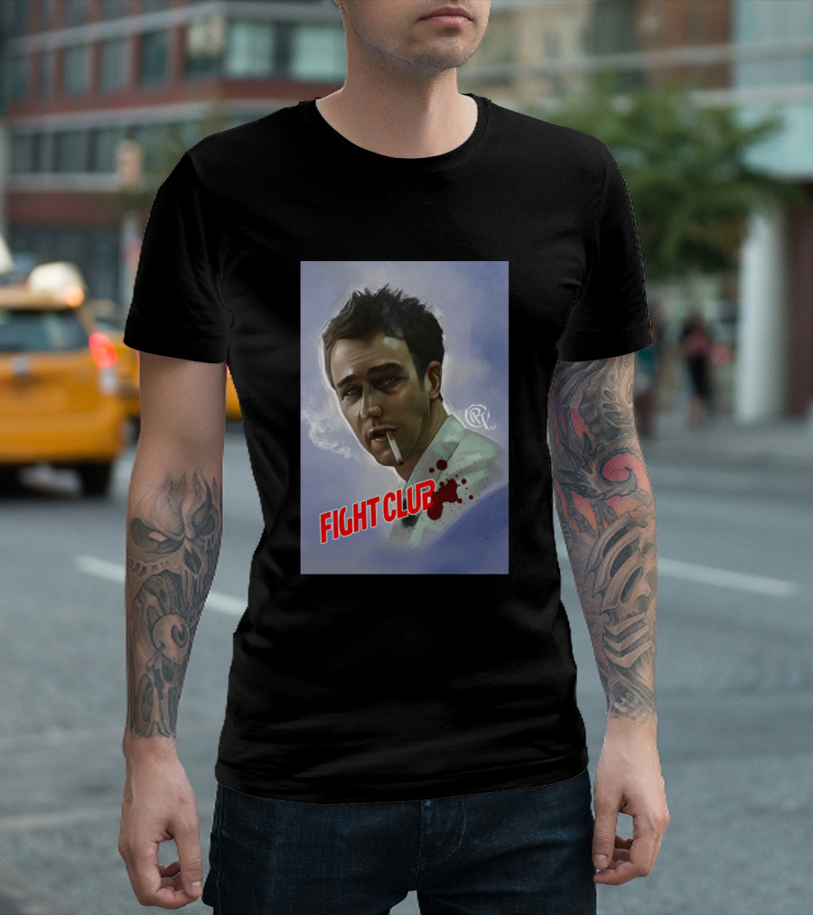 Fight Club Smoke Portrait with Bruised Face T-Shirt