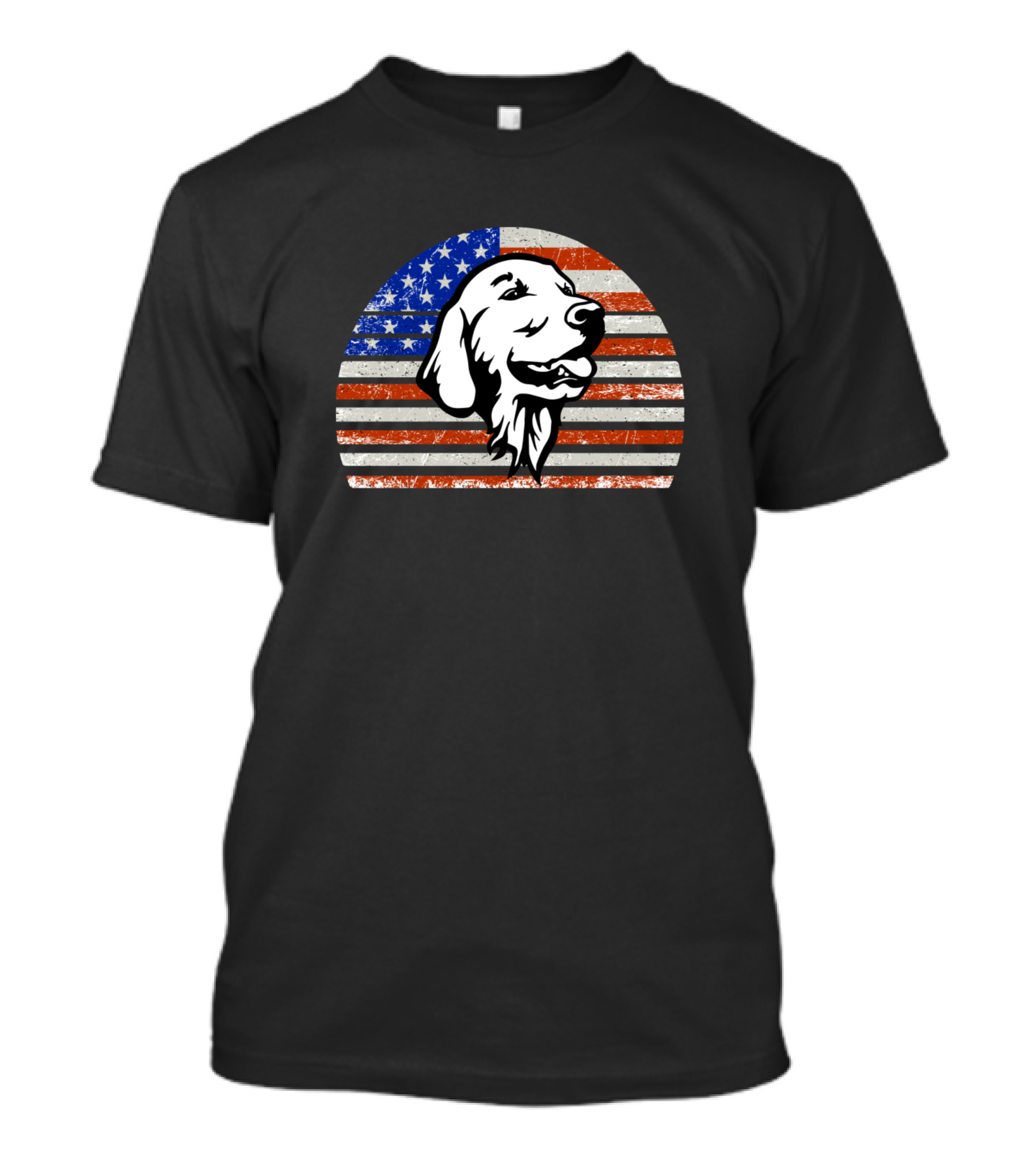 Golden Retriever Vintage Dog American Flag T-Shirt