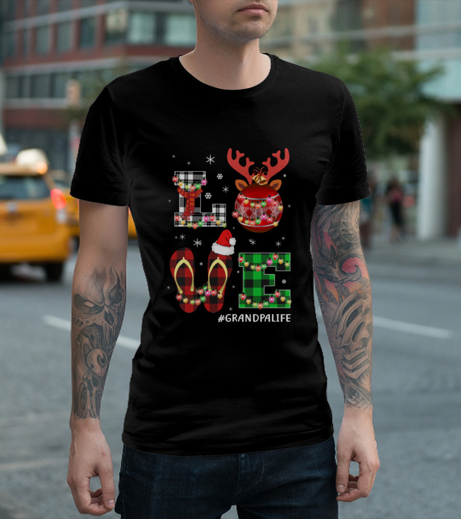Grandpa Love Christmas Grandpalife Family Holiday T-Shirt