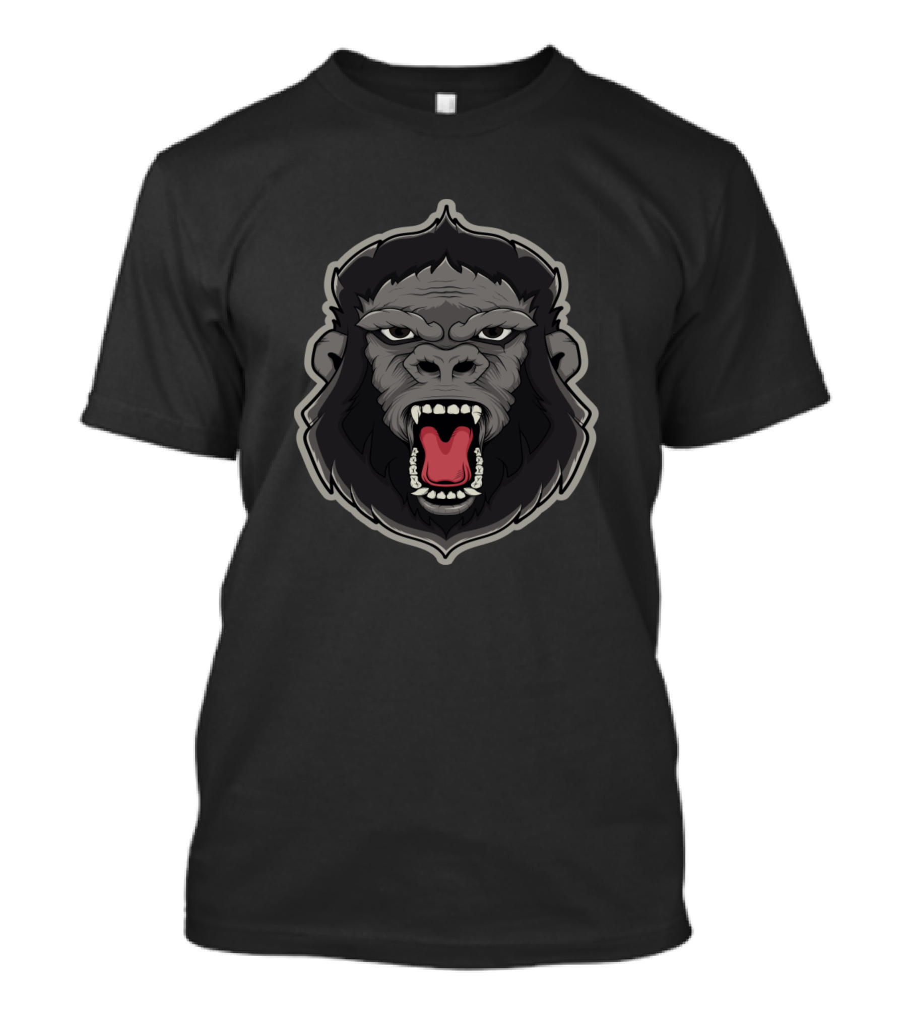 Groilla Face Fierce Gorilla Roaring Emblem T-Shirt
