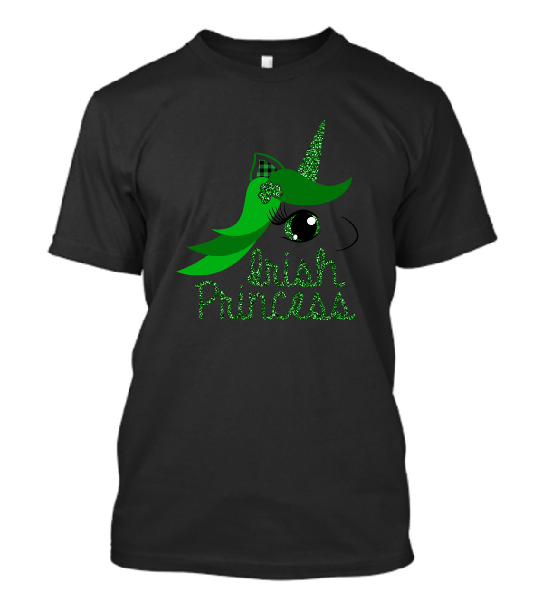 Irish Princess St Patricks Day Green Glitter Unicorn T-Shirt