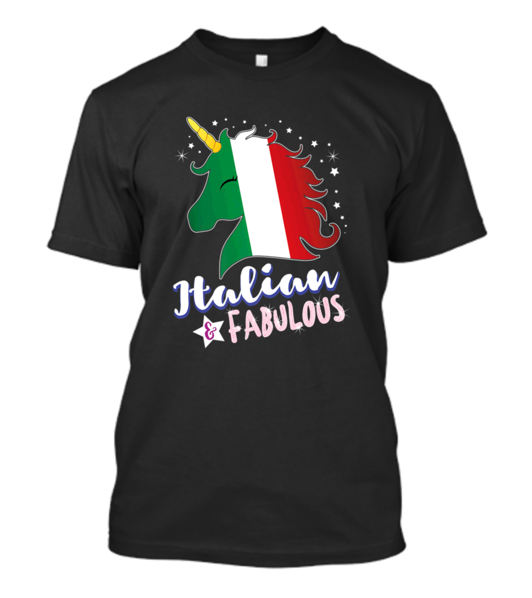 Italian Fabulous Unicorn Italy Flag T-Shirt