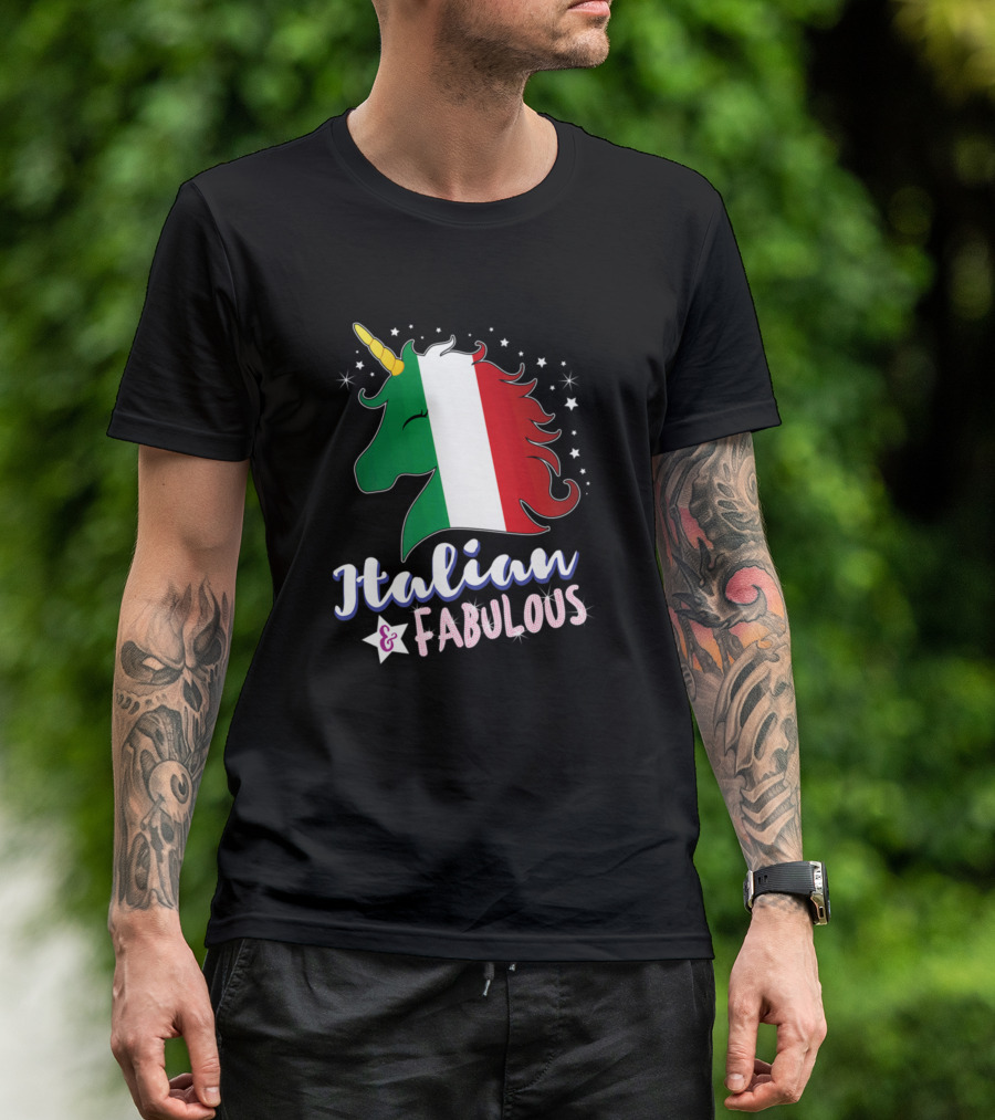Italian Fabulous Unicorn Italy Flag T-Shirt