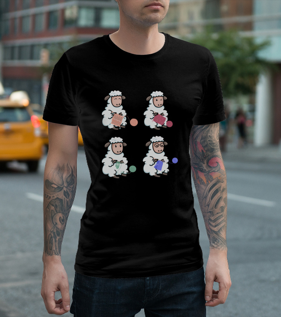 Knit Crochet Knitter Crocheting Sheep Yarn Balls T-Shirt