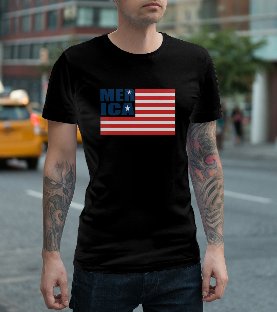 Merica USA American Flag Patriotic 4th of July T-Shirt