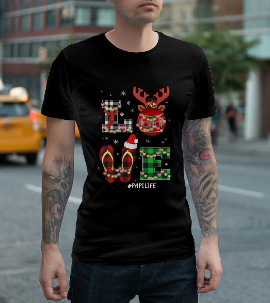 Papi Love Christmas Reindeer Ornament Papilife T-Shirt