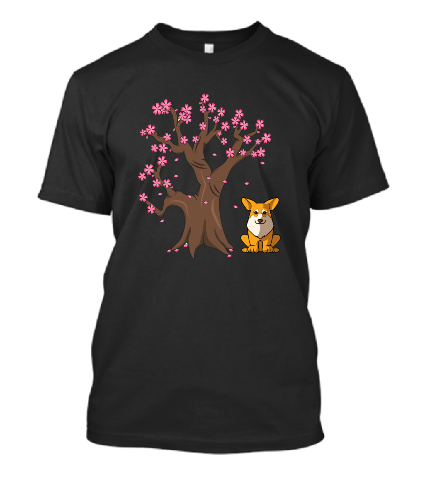 Pembroke Corgi With Cherry Blossom Tree In Japan T-Shirt
