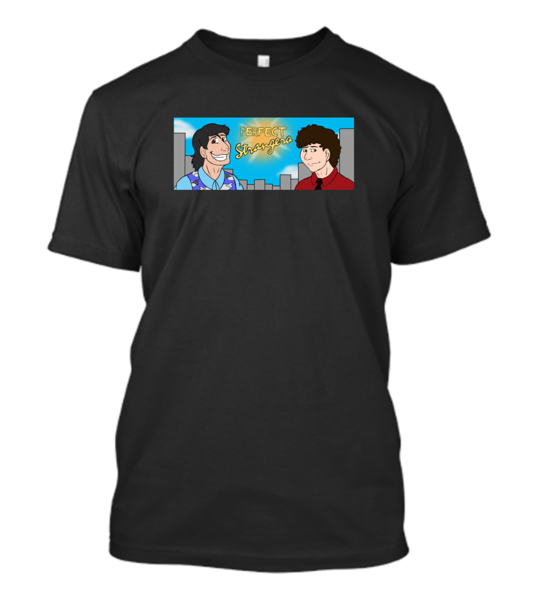 Perfect Strangers Cartoon Characters City Skyline T-Shirt