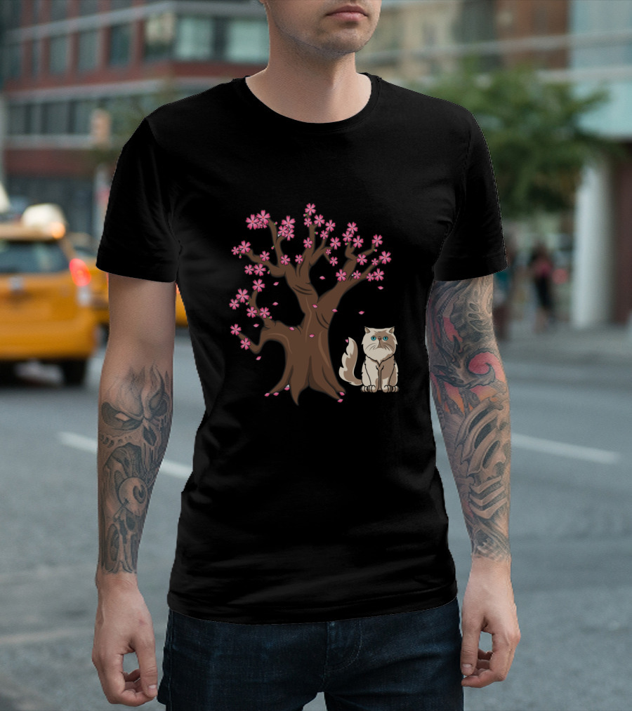 Persian Cat Love R Japanese Cherry Blossom Tree T-Shirt
