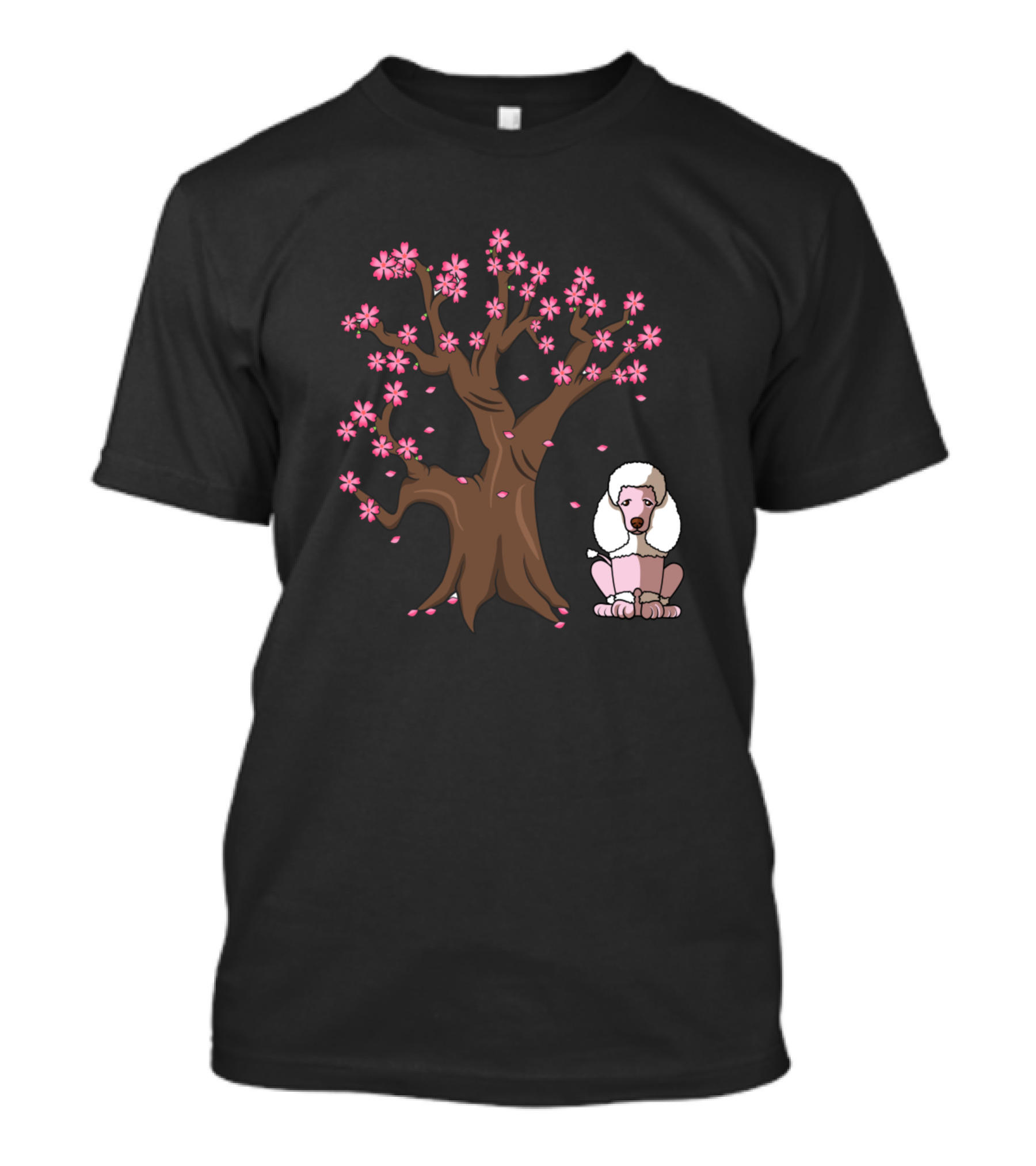 Poodle Dog With Japanese Cherry Blossom Tree T-Shirt
