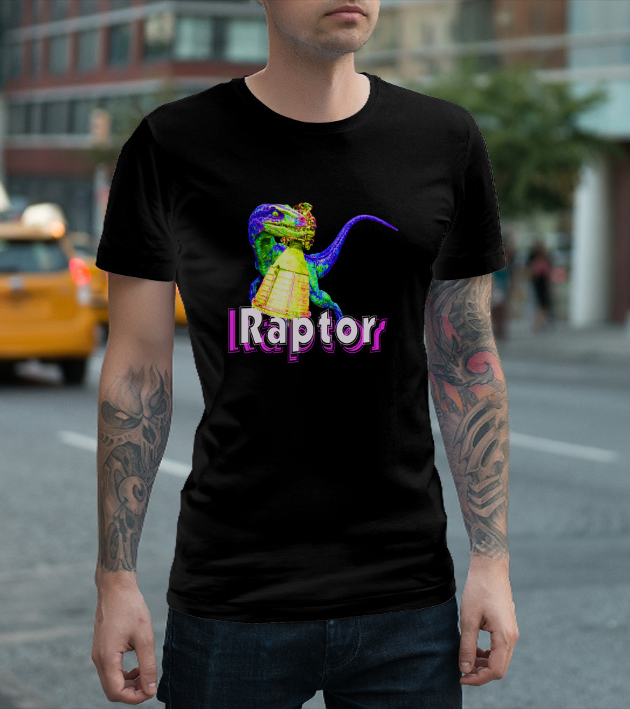 Raptor Dinosaur With Neon Colors T-Shirt