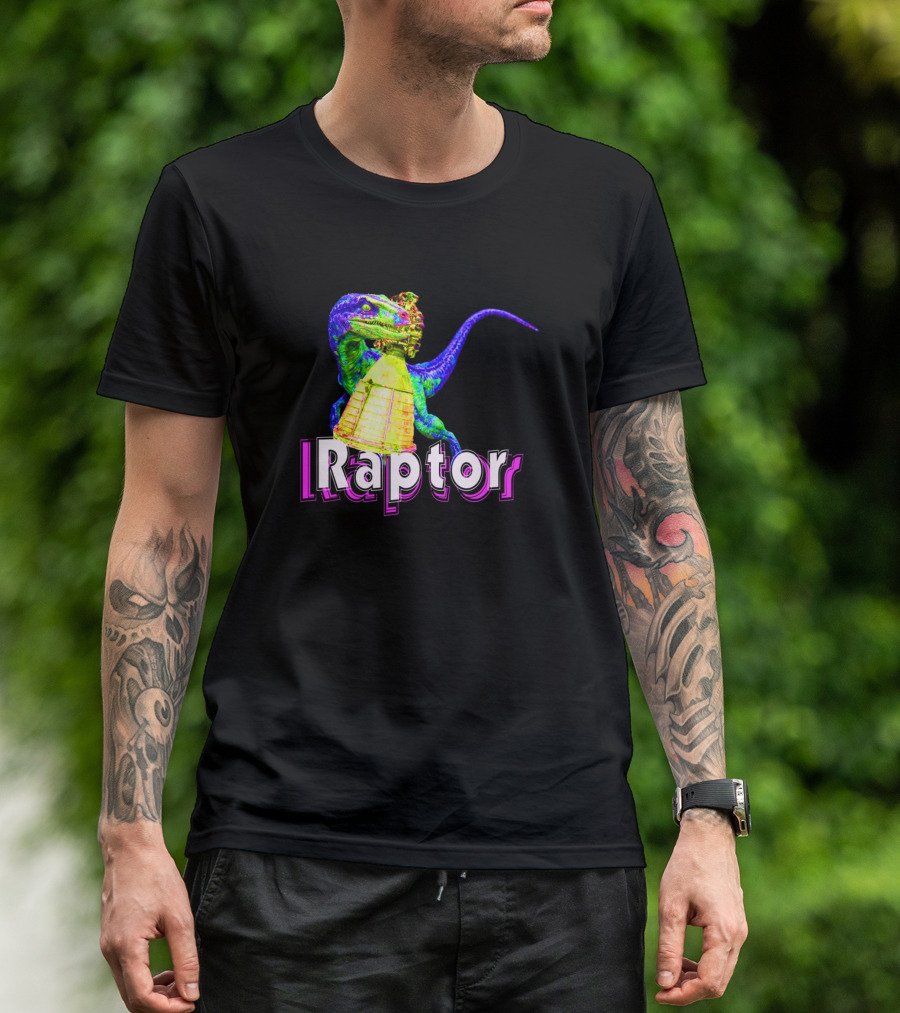 Raptor Dinosaur With Neon Colors T-Shirt