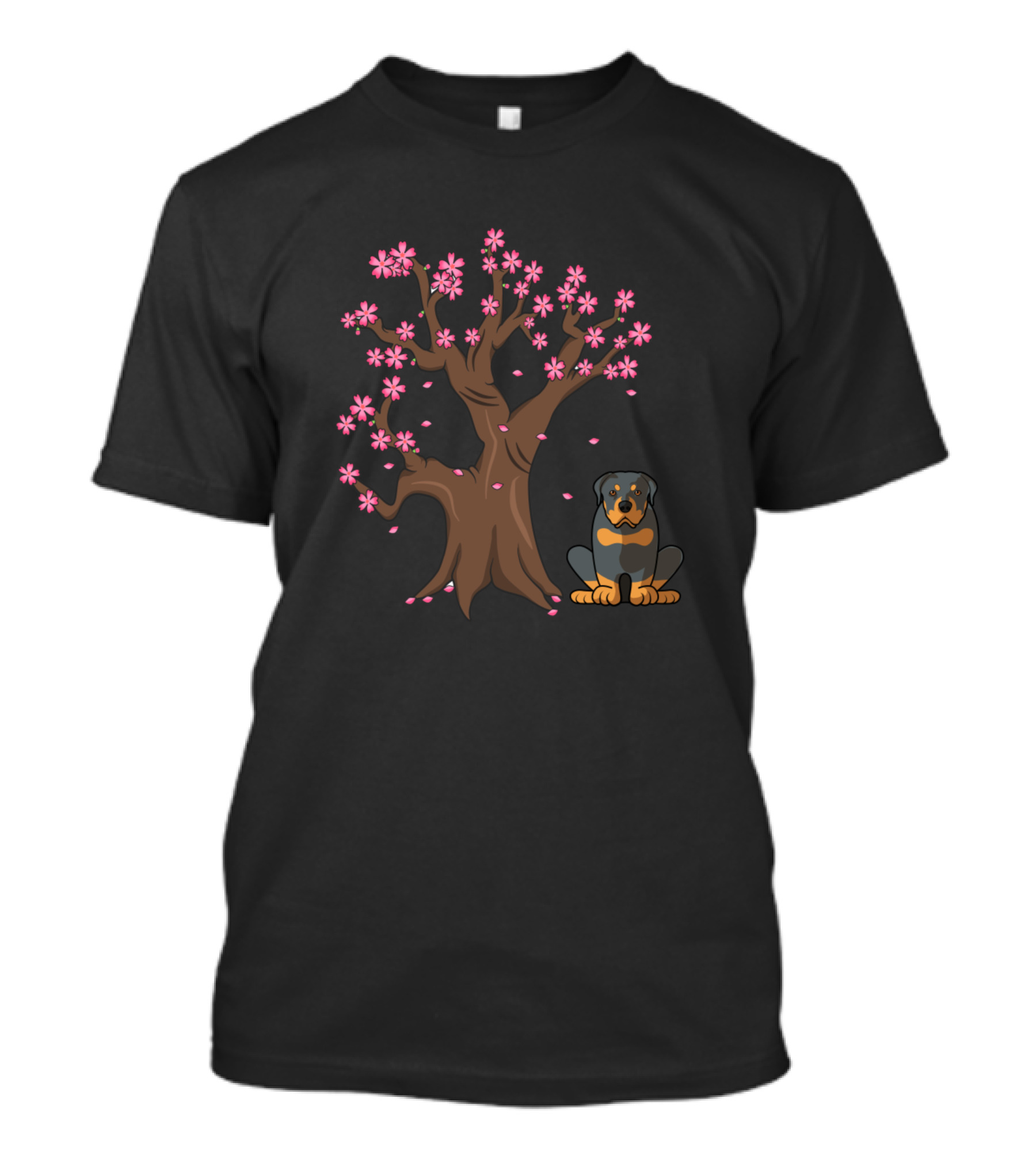 Rottweiler With Cherry Blossom Tree Japan Elements T-Shirt