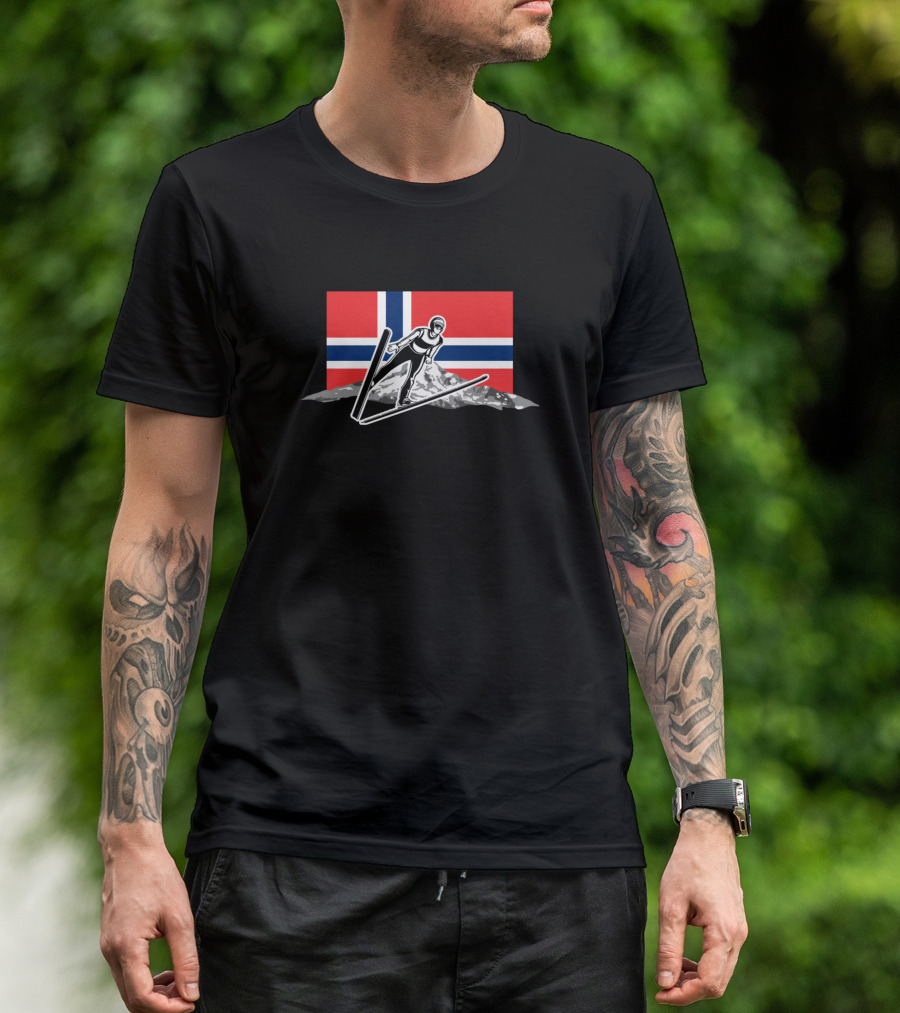 Norwegian Ski Jumping Winter Sports Ski Jumper Snow Flag T-Shirt