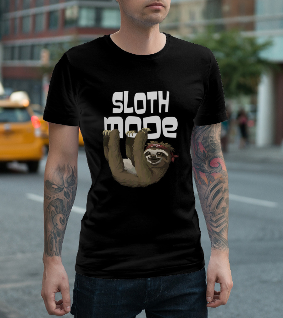SLOTH MODE Funny Lazy Hanging Sloth with Bandana T-Shirt