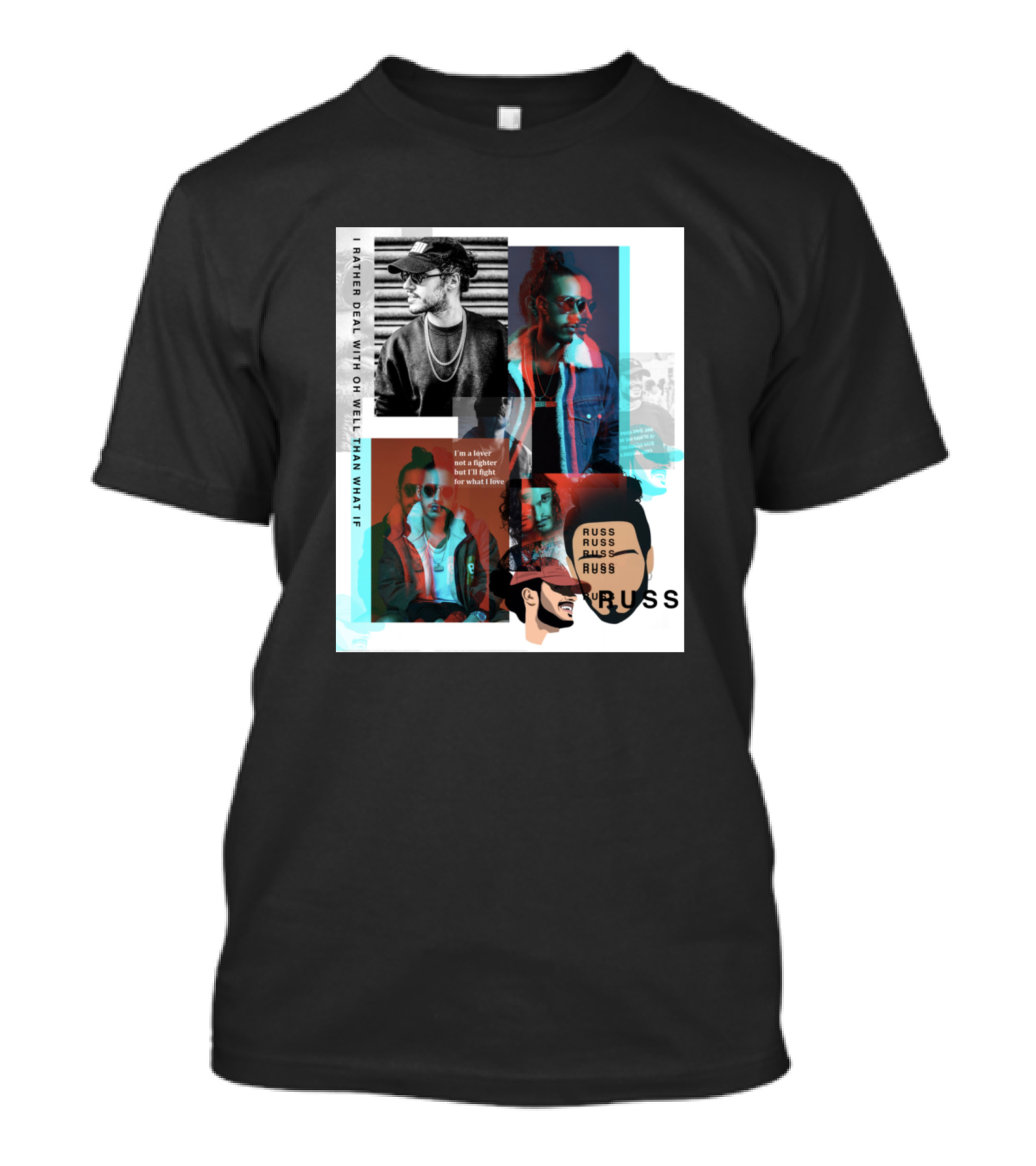 Russ Spanruss Fan Art Collage With Lyrics And Portraits T-Shirt
