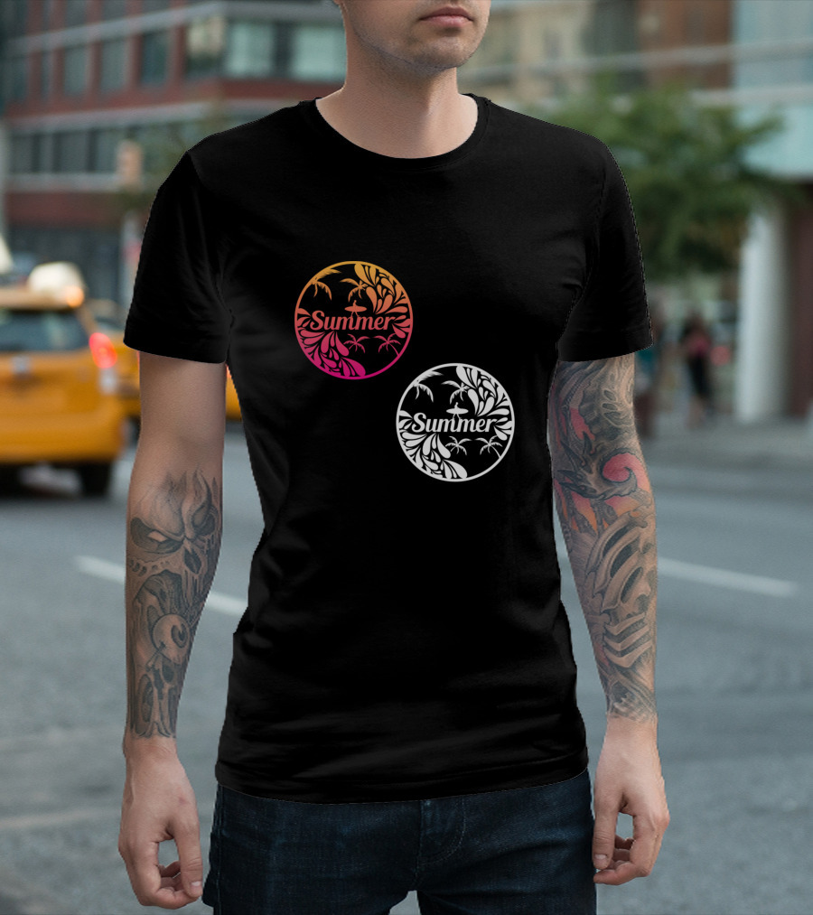 Summer Tropical Palm Circles T-Shirt