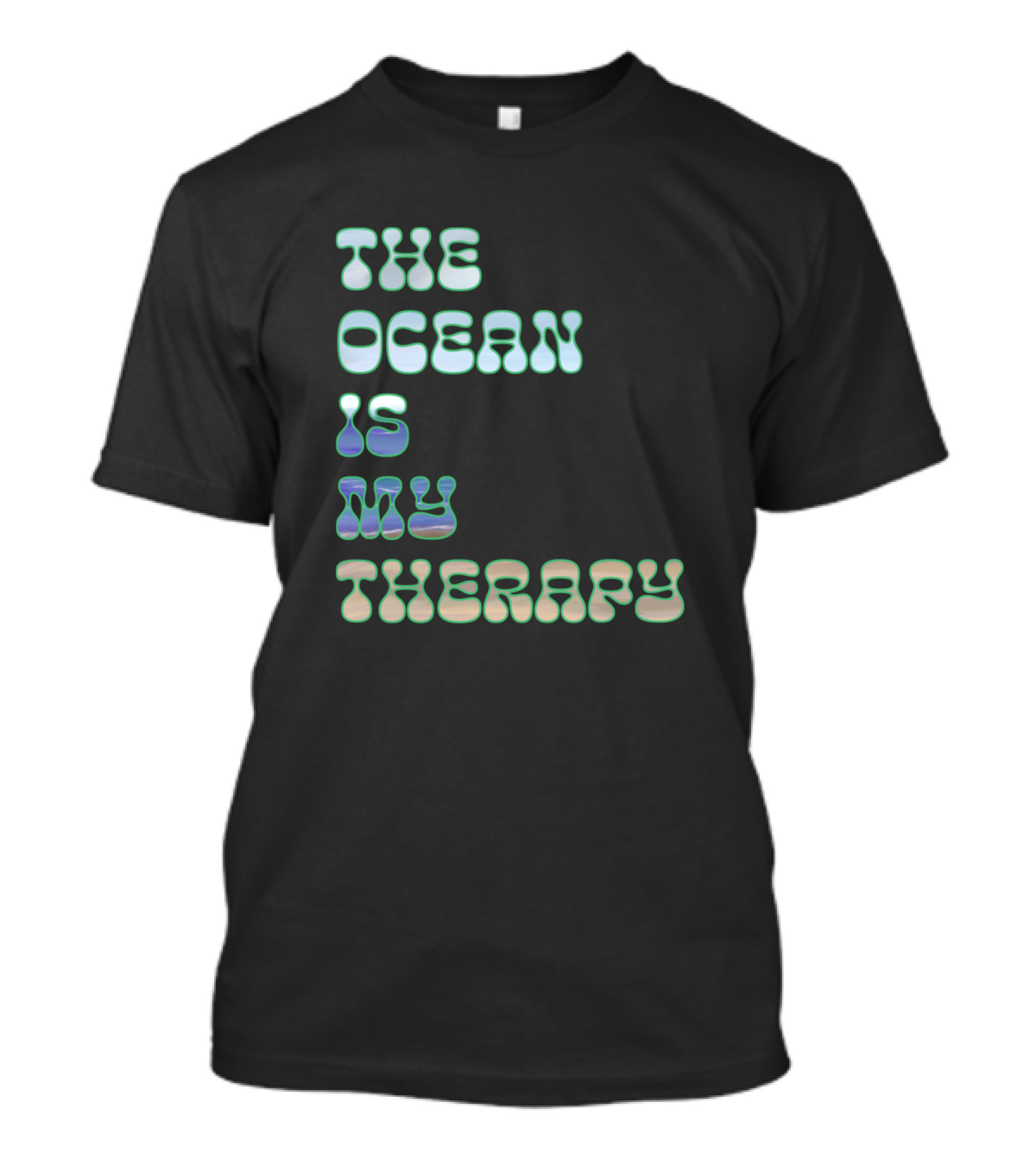 The Ocean Is My Therapy Vintage Surfer Font Aesthetic T-Shirt